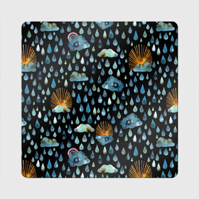 Магнит виниловый Квадрат с принтом Дождливая осень.Солнце, облака , полимерный материал с магнитным слоем | размер 9*9 см, закругленные углы | autumn | pattern | raibow | rain | raindrops | sun | watercolor | акварель | дизайн | дождливый | дождь | закат | капли | коллаж | ливень | морось | непогода | облака | осень | паттерн | погода | природа | радуга | рассвет | солнце