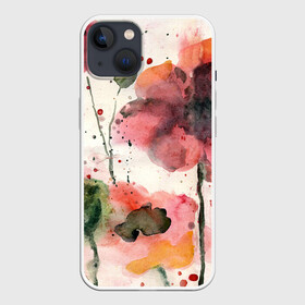 Чехол для iPhone 13 с принтом Акварельные маки,брызги краски ,  |  | aquarel | botanical | floral | flowers | pattern | poppy | watercolor | акварель | акварельный | ботаника | ботанический | брызги | брызги краски | краска | красный | мак | маки | маковое поле | паттерн | природа | пятна