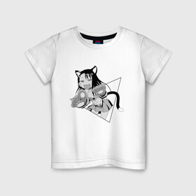Детская футболка хлопок с принтом Нагаторо-сан кошечка , 100% хлопок | круглый вырез горловины, полуприлегающий силуэт, длина до линии бедер | аниме | кошка | нагаторо | неко | садистка | ученица | хаясэ | школьница