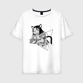 Женская футболка хлопок Oversize с принтом Нагаторо-сан кошечка , 100% хлопок | свободный крой, круглый ворот, спущенный рукав, длина до линии бедер
 | аниме | кошка | нагаторо | неко | садистка | ученица | хаясэ | школьница