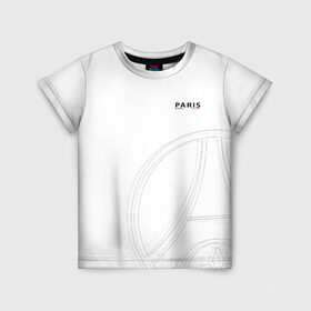 Детская футболка 3D с принтом PSG | Core Big Logo White (New 2022/23) , 100% гипоаллергенный полиэфир | прямой крой, круглый вырез горловины, длина до линии бедер, чуть спущенное плечо, ткань немного тянется | 0x000000123 | messi | neymar | paris saint germain | psg | месси | нейимар | псж