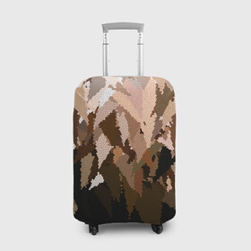 Чехол для чемодана 3D с принтом Бежево-коричневая мозаика  , 86% полиэфир, 14% спандекс | двустороннее нанесение принта, прорези для ручек и колес | абстрактный | бежевый | камуфляж | коричневый | мозаика | молодежный | мужской | современный | соты | текстура