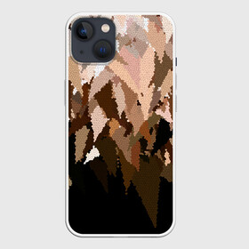 Чехол для iPhone 13 с принтом Бежево коричневая мозаика ,  |  | абстрактный | бежевый | камуфляж | коричневый | мозаика | молодежный | мужской | современный | соты | текстура