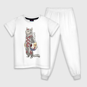 Детская пижама хлопок с принтом К полёту - готов , 100% хлопок |  брюки и футболка прямого кроя, без карманов, на брюках мягкая резинка на поясе и по низу штанин
 | Тематика изображения на принте: арт | астронавт | белая кошка | белый кот | космонавт | космос | кот | котейка | кошка | рисунок | скафандр