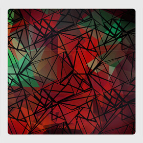 Магнитный плакат 3Х3 с принтом Абстрактный геометрический  , Полимерный материал с магнитным слоем | 9 деталей размером 9*9 см | абстрактный | геометрический | зеленый | красный | линии | молодежный | полигональный | современный
