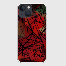 Чехол для iPhone 13 mini с принтом Абстрактный геометрический ,  |  | абстрактный | геометрический | зеленый | красный | линии | молодежный | полигональный | современный