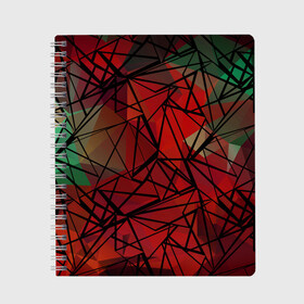 Тетрадь с принтом Абстрактный геометрический  , 100% бумага | 48 листов, плотность листов — 60 г/м2, плотность картонной обложки — 250 г/м2. Листы скреплены сбоку удобной пружинной спиралью. Уголки страниц и обложки скругленные. Цвет линий — светло-серый
 | абстрактный | геометрический | зеленый | красный | линии | молодежный | полигональный | современный