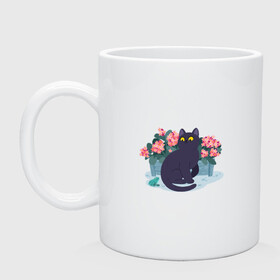 Кружка керамическая с принтом Кот, лягушка и клумба , керамика | объем — 330 мл, диаметр — 80 мм. Принт наносится на бока кружки, можно сделать два разных изображения | арт | клумба | космос | кот | котейка | кошка | лягушка | рисунок | розовые цветы | розовый цветок | цветы | чёрная кошка | чёрный кот