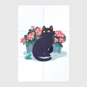 Магнитный плакат 2Х3 с принтом Кот, лягушка и клумба , Полимерный материал с магнитным слоем | 6 деталей размером 9*9 см | Тематика изображения на принте: арт | клумба | космос | кот | котейка | кошка | лягушка | рисунок | розовые цветы | розовый цветок | цветы | чёрная кошка | чёрный кот