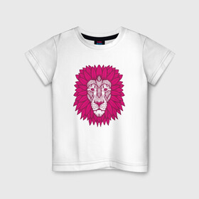 Детская футболка хлопок с принтом Pink Lion , 100% хлопок | круглый вырез горловины, полуприлегающий силуэт, длина до линии бедер | animal | cat | lion | африка | животные | зверь | кот | кошка | лев | львенок | львица | тигр | хищник | царь
