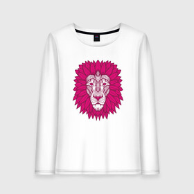 Женский лонгслив хлопок с принтом Pink Lion , 100% хлопок |  | animal | cat | lion | африка | животные | зверь | кот | кошка | лев | львенок | львица | тигр | хищник | царь