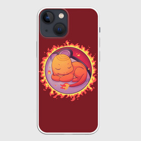 Чехол для iPhone 13 mini с принтом Чермандер спит ,  |  | anime | pokemon | poket monster | poketmon | аниме | анимэ | дракон | дракончик | карманные монстры | покемон | чермандер