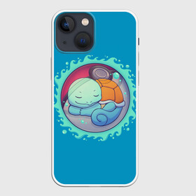 Чехол для iPhone 13 mini с принтом Сквиртл спит ,  |  | anime | pokemon | poket monster | poketmon | squirtle | аниме | анимэ | карманные монстры | покемон | сквиртл