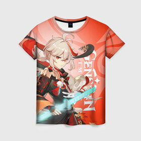 Женская футболка 3D с принтом Genshin Impact, Кадзуха , 100% полиэфир ( синтетическое хлопкоподобное полотно) | прямой крой, круглый вырез горловины, длина до линии бедер | genshin impact | kaedehara kazuha | анемо | геншин импакт | игры | кадзуха | персонажи