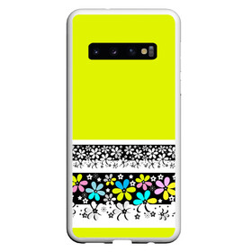 Чехол для Samsung Galaxy S10 с принтом Яркий цветочный узор  , Силикон | Область печати: задняя сторона чехла, без боковых панелей | абстрактный | для детей | зеленый | неоновый зеленый | разноцветный | современный | цветочный узор