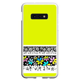 Чехол для Samsung S10E с принтом Яркий цветочный узор  , Силикон | Область печати: задняя сторона чехла, без боковых панелей | абстрактный | для детей | зеленый | неоновый зеленый | разноцветный | современный | цветочный узор