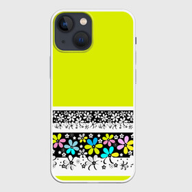 Чехол для iPhone 13 mini с принтом Яркий цветочный узор ,  |  | абстрактный | для детей | зеленый | неоновый зеленый | разноцветный | современный | цветочный узор