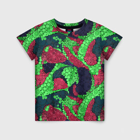 Детская футболка 3D с принтом Абстрактный пуантилизм  , 100% гипоаллергенный полиэфир | прямой крой, круглый вырез горловины, длина до линии бедер, чуть спущенное плечо, ткань немного тянется | абстрактный | в горошек | детский | для детей | зеленый | красный | модный | пуантилизм | разноцветный | современный