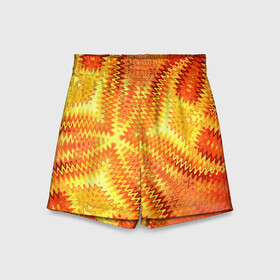 Детские спортивные шорты 3D с принтом Желто-оранжевая абстракция  ,  100% полиэстер
 | пояс оформлен широкой мягкой резинкой, ткань тянется
 | Тематика изображения на принте: желто оранжевый | желтый | зигзаги | иллюзия | креативный | летний | осенний | фентези