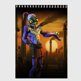 Скетчбук с принтом Oddworld , 100% бумага
 | 48 листов, плотность листов — 100 г/м2, плотность картонной обложки — 250 г/м2. Листы скреплены сверху удобной пружинной спиралью | abe | abes odyssey | eco | mudokon | playstation | ps | rupture farms | одиссея эйба | плейстейшен | разрывные фермы | эйб | экология