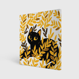 Холст квадратный с принтом Кот и осень , 100% ПВХ |  | арт | кот | котейка | кошка | осень | пшеница | рисунок | чёрная кошка | чёрный кот | чёрный котик