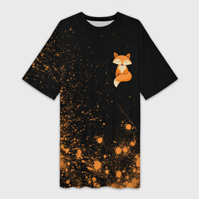 Платье-футболка 3D с принтом Foxy   Paint ,  |  | Тематика изображения на принте: fox | foxy | взрыв | животные | краска | лиенок | лис | лиса | лисами | лисий | лисичка | лисичкой | лисой | лисы | милая | милота | милые | рыжая | рыжие