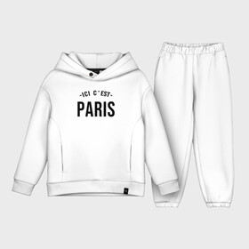 Детский костюм хлопок Oversize с принтом PARIS SAINT GERMAIN ,  |  | Тематика изображения на принте: black | champion | football | france | germain | leo | lionel | mbappe | mesi | messi | neymar | paris | psg | saint | soccer | sport | team | white | лео | леонель | лионель | лионель месси | мбаппе | меси | месси | надпись | неймар | париж | псж | спорт