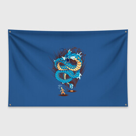 Флаг-баннер с принтом Gyarados , 100% полиэстер | размер 67 х 109 см, плотность ткани — 95 г/м2; по краям флага есть четыре люверса для крепления | anime | dragon ball | pokemon | poket monster | poketmon | аниме | анимэ | гирадос | драконий жемчуг | карманные монстры | покемон