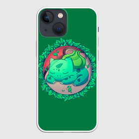Чехол для iPhone 13 mini с принтом Спящий Бульбазавр ,  |  | anime | bulbasaur | pokemon | poket monster | poketmon | аниме | анимэ | бульбазавр | карманные монстры | покемон