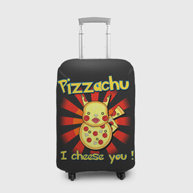 Чехол для чемодана 3D с принтом Пиццачу , 86% полиэфир, 14% спандекс | двустороннее нанесение принта, прорези для ручек и колес | anime | pikachu | pizza | pokemon | poket monster | poketmon | аниме | анимэ | карманные монстры | пикачу | пицца | покемон