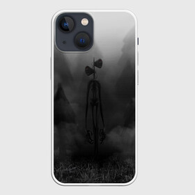 Чехол для iPhone 13 mini с принтом СИРЕНОГОЛОВЫЙ  ТУМАННЫЙ ЛЕС ,  |  | siren head | гуманоид | игра | лес | монстр | сиреноголовый | существо | туман | хоррор