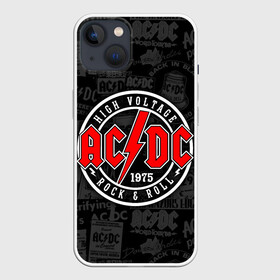 Чехол для iPhone 13 с принтом AC DC HIGH VOLTAGE ,  |  | ac dc | angus young. | back in black | brian johnson | hells bells | highway to hell | rock | thunderstruck | tnt | ангус янг | брайан джонсон | группа | музыка | рок | эйси диси