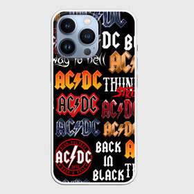 Чехол для iPhone 13 Pro с принтом AC DC LOGOBOMBING ,  |  | Тематика изображения на принте: ac dc | angus young. | back in black | brian johnson | hells bells | highway to hell | rock | thunderstruck | tnt | ангус янг | брайан джонсон | группа | музыка | рок | эйси диси