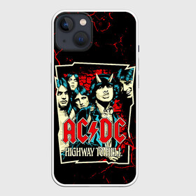 Чехол для iPhone 13 с принтом AC DC HIGHWAY TO HELL ,  |  | ac dc | angus young. | back in black | brian johnson | hells bells | highway to hell | rock | thunderstruck | tnt | ангус янг | брайан джонсон | группа | музыка | рок | эйси диси
