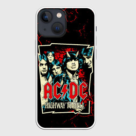 Чехол для iPhone 13 mini с принтом AC DC HIGHWAY TO HELL ,  |  | ac dc | angus young. | back in black | brian johnson | hells bells | highway to hell | rock | thunderstruck | tnt | ангус янг | брайан джонсон | группа | музыка | рок | эйси диси