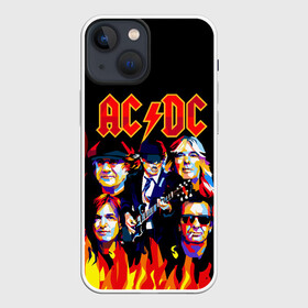 Чехол для iPhone 13 mini с принтом AC DC HIGHWAY TO HELL ,  |  | Тематика изображения на принте: ac dc | angus young. | back in black | brian johnson | hells bells | highway to hell | rock | thunderstruck | tnt | ангус янг | брайан джонсон | группа | музыка | рок | эйси диси