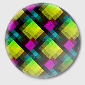 Значок с принтом Абстрактный разноцветный узор  ,  металл | круглая форма, металлическая застежка в виде булавки | абстрактный | геометрический | желтый | зеленый | молодежный | мраморный | разноцветный | современный | черный