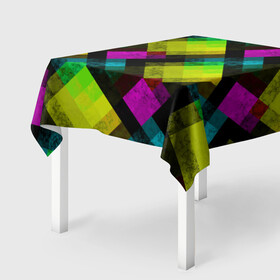 Скатерть 3D с принтом Абстрактный разноцветный узор  , 100% полиэстер (ткань не мнется и не растягивается) | Размер: 150*150 см | абстрактный | геометрический | желтый | зеленый | молодежный | мраморный | разноцветный | современный | черный