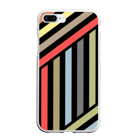 Чехол для iPhone 7Plus/8 Plus матовый с принтом Абстрактный полосатый  узор  , Силикон | Область печати: задняя сторона чехла, без боковых панелей | абстрактный | геометрический | желтый | молодежный | оливковый | разноцветный | ретро | современный | черный