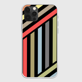 Чехол для iPhone 12 Pro Max с принтом Абстрактный полосатый  узор  , Силикон |  | абстрактный | геометрический | желтый | молодежный | оливковый | разноцветный | ретро | современный | черный