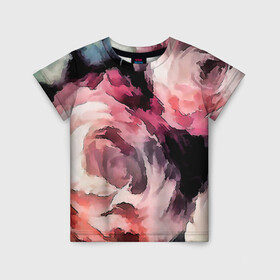 Детская футболка 3D с принтом Абстрактные розы  , 100% гипоаллергенный полиэфир | прямой крой, круглый вырез горловины, длина до линии бедер, чуть спущенное плечо, ткань немного тянется | абстрактные цветы | абстрактный | букет роз | модный | молодежный | розы | современный | текстура | цветочный
