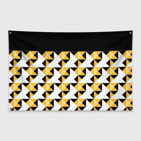 Флаг-баннер с принтом Черно-желтый геометрический  , 100% полиэстер | размер 67 х 109 см, плотность ткани — 95 г/м2; по краям флага есть четыре люверса для крепления | абстрактный | геометрический | желтый | молодежный | мужской | разноцветный | современный | черный