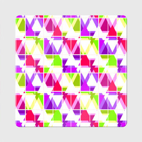 Магнит виниловый Квадрат с принтом Абстрактный яркий узор , полимерный материал с магнитным слоем | размер 9*9 см, закругленные углы | абстрактный | геометрические фигуры | детский | зеленый | клетчатый узор | летний | популярный | розовый | сиреневый | современный | треугольники