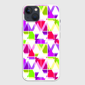 Чехол для iPhone 13 с принтом Абстрактный яркий узор ,  |  | абстрактный | геометрические фигуры | детский | зеленый | клетчатый узор | летний | популярный | розовый | сиреневый | современный | треугольники
