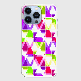 Чехол для iPhone 13 Pro с принтом Абстрактный яркий узор ,  |  | абстрактный | геометрические фигуры | детский | зеленый | клетчатый узор | летний | популярный | розовый | сиреневый | современный | треугольники
