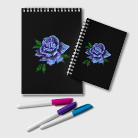 Блокнот с принтом Сапфировая роза , 100% бумага | 48 листов, плотность листов — 60 г/м2, плотность картонной обложки — 250 г/м2. Листы скреплены удобной пружинной спиралью. Цвет линий — светло-серый
 | Тематика изображения на принте: rose | лазурная | роза | сапфир | сапфировая | сапфировый | цветок | цветочек | цветочки | цветы