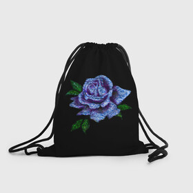 Рюкзак-мешок 3D с принтом Сапфировая роза , 100% полиэстер | плотность ткани — 200 г/м2, размер — 35 х 45 см; лямки — толстые шнурки, застежка на шнуровке, без карманов и подкладки | rose | лазурная | роза | сапфир | сапфировая | сапфировый | цветок | цветочек | цветочки | цветы