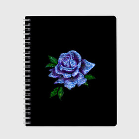 Тетрадь с принтом Сапфировая роза , 100% бумага | 48 листов, плотность листов — 60 г/м2, плотность картонной обложки — 250 г/м2. Листы скреплены сбоку удобной пружинной спиралью. Уголки страниц и обложки скругленные. Цвет линий — светло-серый
 | rose | лазурная | роза | сапфир | сапфировая | сапфировый | цветок | цветочек | цветочки | цветы