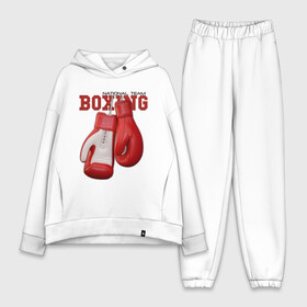 Женский костюм хлопок Oversize с принтом BOXING ,  |  | box | boxing | fighter | figt | mma | national | sport | team | боец | бои | бокс | боксер | единоборства | перчатки | сборная | спорт