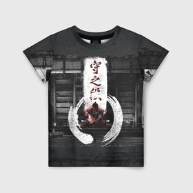 Детская футболка 3D с принтом Самурай | Призрак Цусимы (Z) , 100% гипоаллергенный полиэфир | прямой крой, круглый вырез горловины, длина до линии бедер, чуть спущенное плечо, ткань немного тянется | game | ghost of tsushim | jin sakai | ninja | samurai | the ghost of tsushim | буке | вакидзаси | воин | вояк | дайсё | дзин сакай | иайто | игра | катана | кодати | мононофу | мститель | мушя | ниндзя | нодати | одати | призрак цусимы | са